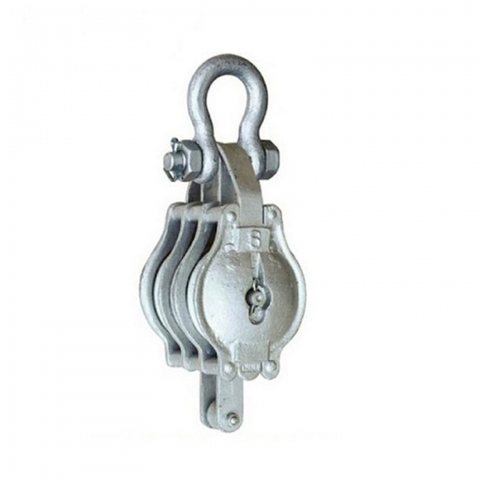MALLEABLE SNATCH BLOCK TRIPLE WHEEL WITH SHACKLE