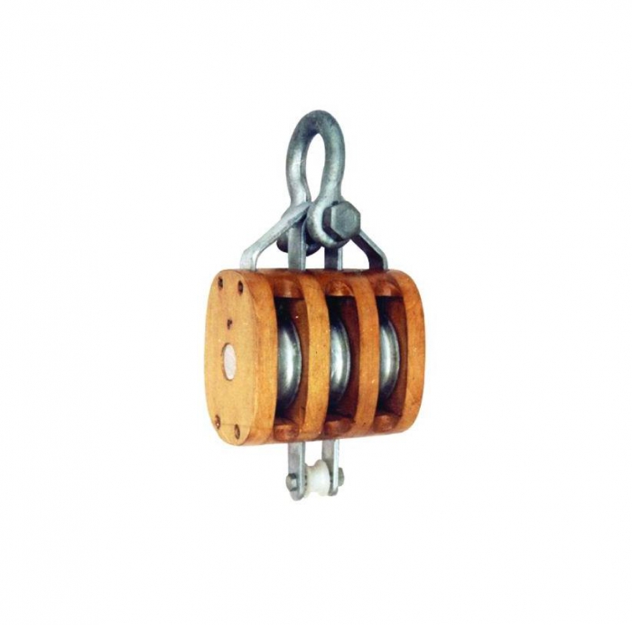 WOODEN BLOCK TRIPLE SHEAVE